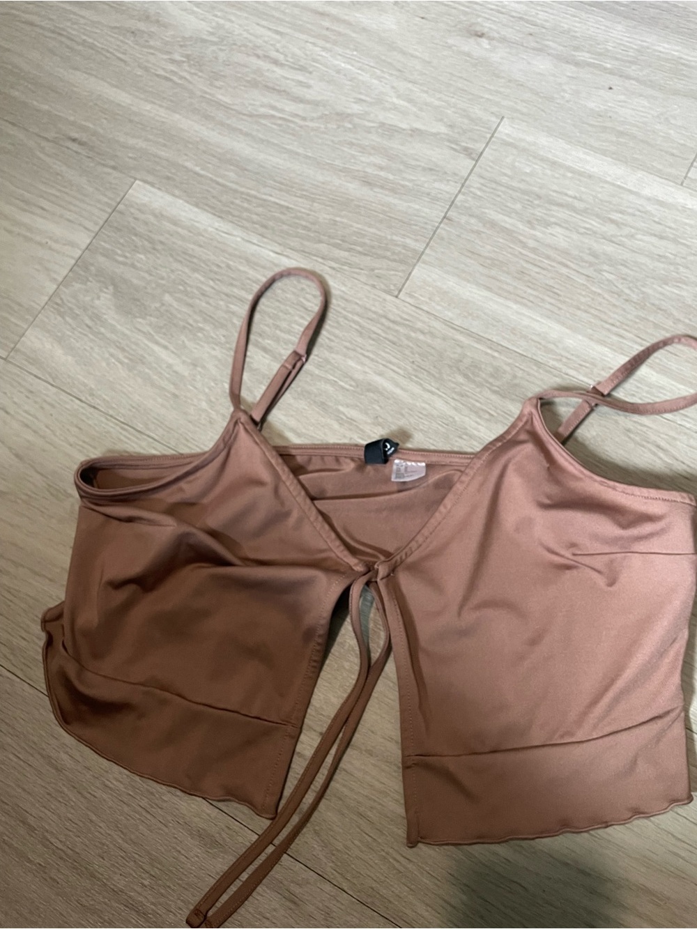 H&M Tie-Front Cami Crop Top - Rust Brown